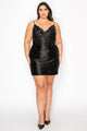 Vestido corto de satén con apliques, talla grande, de Poly USA W1170