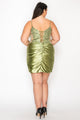 Vestido corto de satén con cuentas, talla grande, de Poly USA W1176