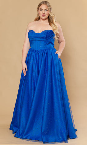 Poly USA W1236 Plus Size Sweetheart Rhinestone A-Line Prom Gown with Pockets