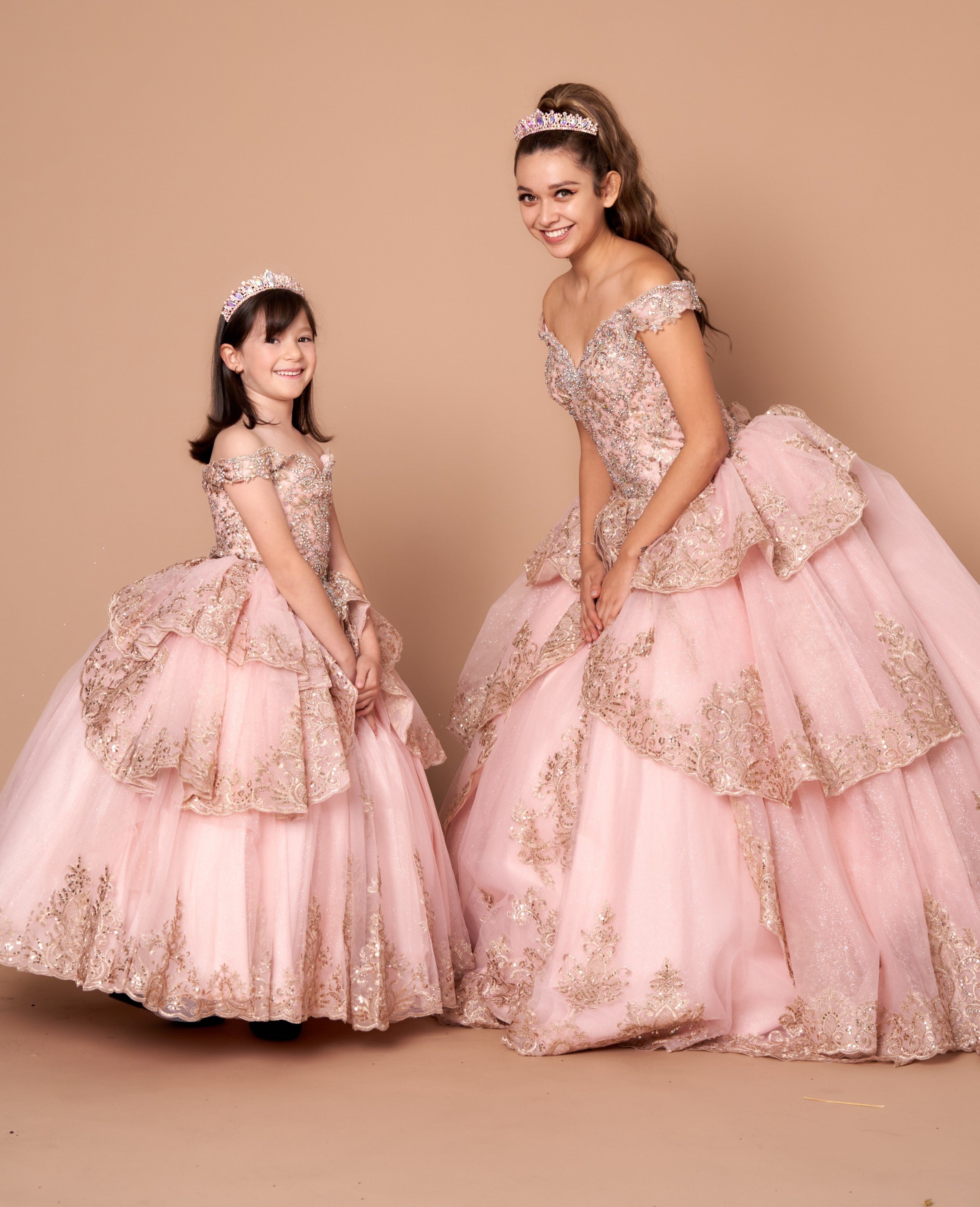 Applique Off-Shoulder Layered Ball Gown by Calla WB20525