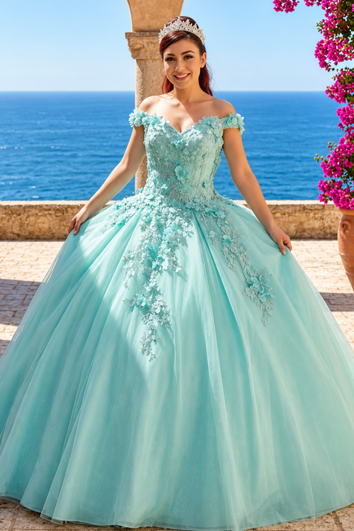 3D Floral Embroidered Quinceanera Dress Off Shoulder Ball Gown by Calla WB21551