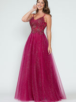 Evening Dress V-Neck Beaded Sequin A-Line Formal Gown By Lenovia 8183