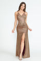 Vestido largo de dama de honor con escote en V y tirantes finos de Lenovia 5303
