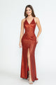 Vestido formal con escote en V, plisado y tirantes finos, de Lenovia 5302