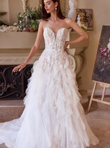 Strapless Ruffed Wedding Gown by Ladivine WL016