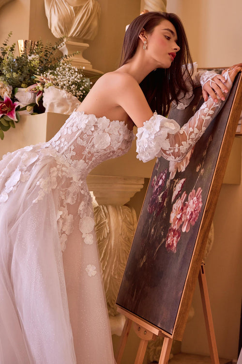 Andrea & Leo WL017 Floral Applique Strapless Wedding Gown