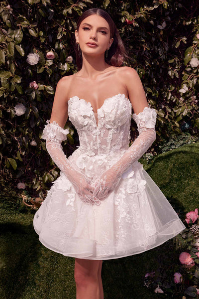 Andrea & Leo WL020 Short Floral Appliqued Wedding Dress