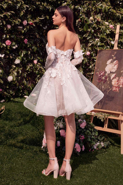 Andrea & Leo WL020 Short Floral Appliqued Wedding Dress