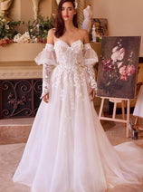 Strapless Long Sleeve Bridal Gown by Ladivine WL032