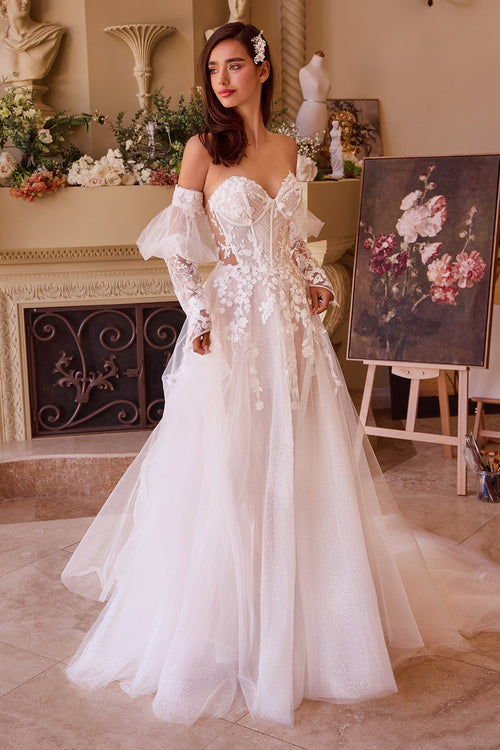 Andrea & Leo WL032 Off-White Floral A-Line Wedding Dress