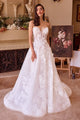 Vestido de novia sin tirantes de encaje blanco roto WL034 de Andrea &amp; Leo