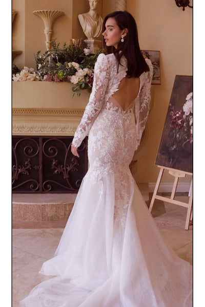 Andrea & Leo WL036 Long Sleeve Lace Mermaid Dress