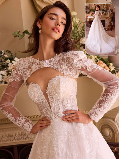 Andrea & Leo WL037 Strapless Wedding Dress with Lace Bolero