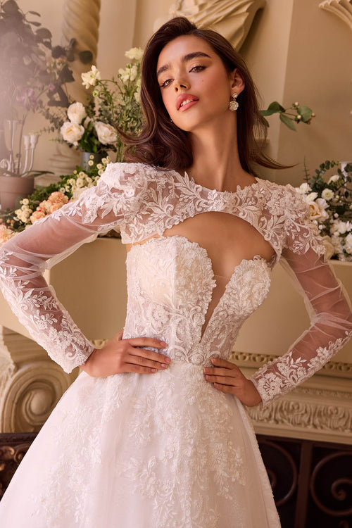 Andrea & Leo WL037 Strapless Wedding Dress with Lace Bolero