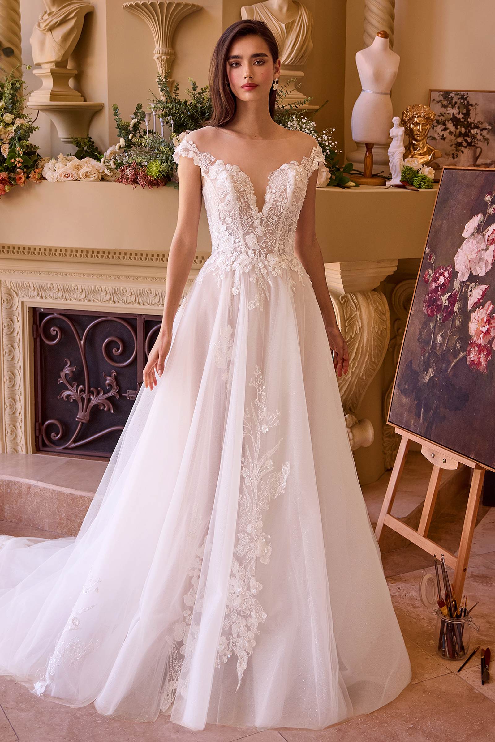 Andrea & Leo WL038 Bridal Gown: Elegant Off White Long Dress