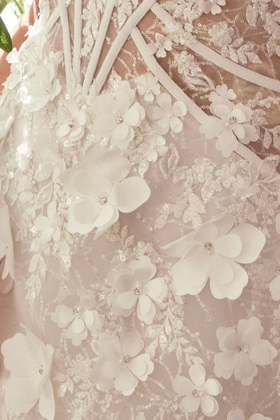 Andrea & Leo WL083 Strapless 3D Floral Appliqué Short Bridal Dress