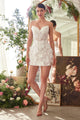 Andrea & Leo WL083 Strapless 3D Floral Appliqué Short Bridal Dress