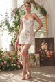 Andrea & Leo WL084 Strapless Lace Appliqué Short Bridal Dress