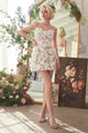 Andrea & Leo WL085 Strapless 3D Floral Appliqué Short Bridal Dress