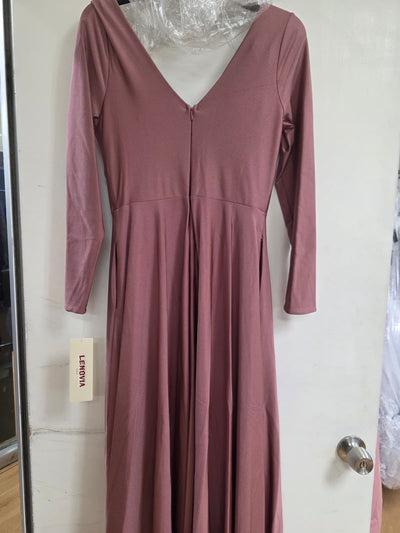 Clearance Mauve Size M Stretchy Long Sleeve Mother Of The Bride Formal Gown By Lenovia 5231