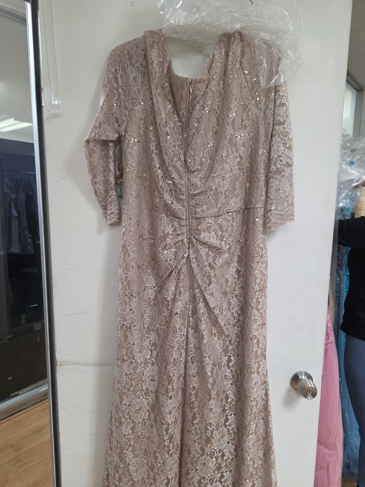 Clearance Champagne Size 4XL Mother of the Bride Long Fully Lined Evening Dress By Eva USA 3397