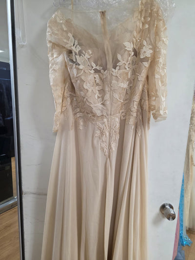 Clearance Champagne Size 5XL A-Line Long Mother of the Bride Formal Dress By Eva USA 5258
