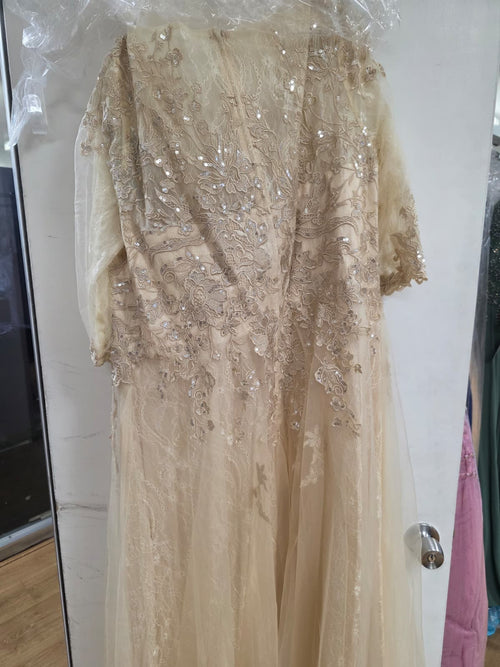 Clearance Champagne Size 4XL Lace 3/4 Sleeve Mother of the Bride Dress A-line Formal Evening Gown by Elizabeth K GL3629