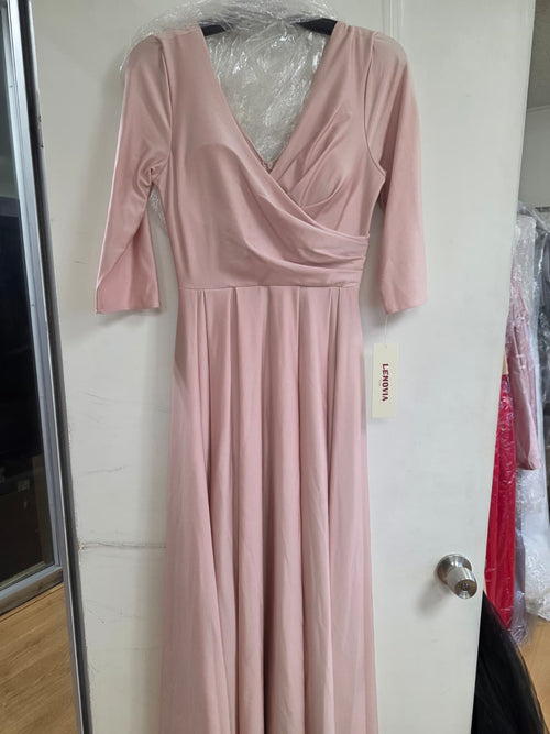 Clearance Blush Size S 3/4 Sleeve Mother Of The Bride Dress Flair A-Line Gown By Lenovia 5243