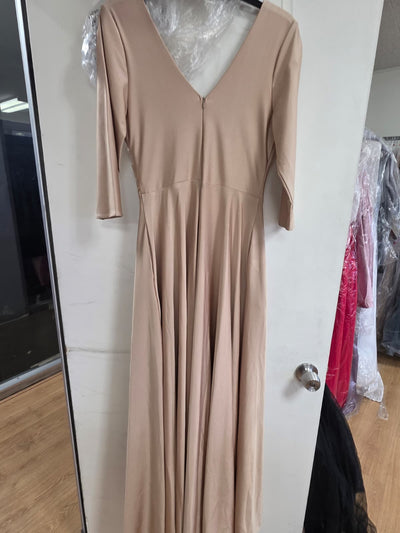 Clearance Champagne Size M A-Line Mother Of The Bride Dress 3/4 Sleeve Gown By Lenovia 5243