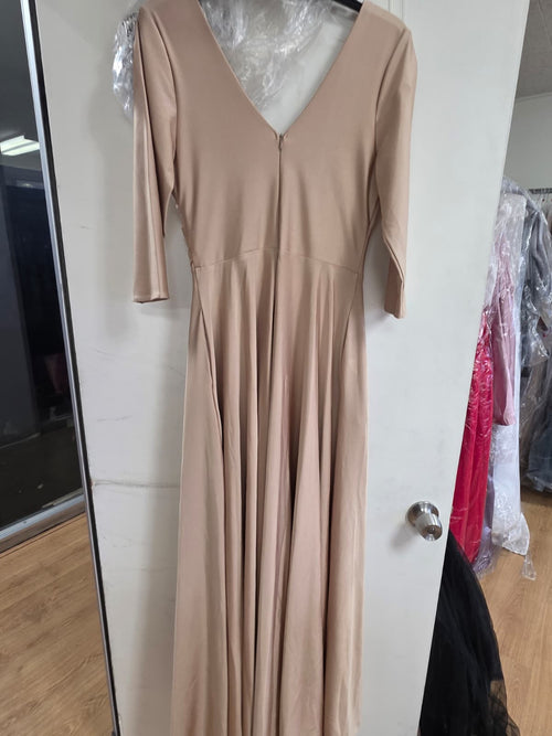 Clearance Champagne Size M A-Line Mother Of The Bride Dress 3/4 Sleeve Gown By Lenovia 5243