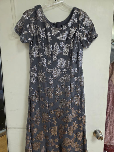 Clearance Charcoal Size L Sequin Mother of the Bride Sheath Evening Gown By Eva USA 3456