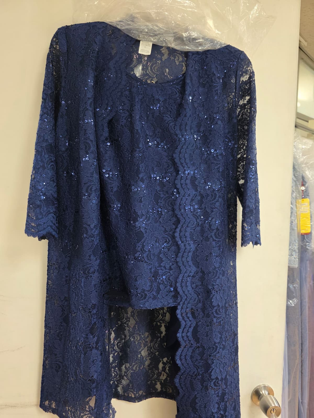 Clearance Navy Size S Mother of the Bride Jacket Pant Suit By Eva USA 3366