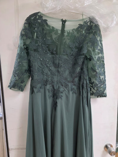 Clearance Eucalyptus Size L A-Line Long Mother of the Bride Formal Dress By Eva USA 5258