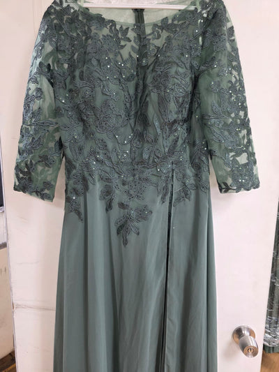 Clearance Eucalyptus Size L A-Line Long Mother of the Bride Formal Dress By Eva USA 5258
