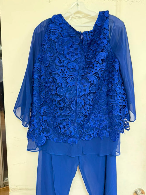 Clearance Royal Size 2XL Formal Mother of the Bride Lace Pant Suit Eva USA 3289