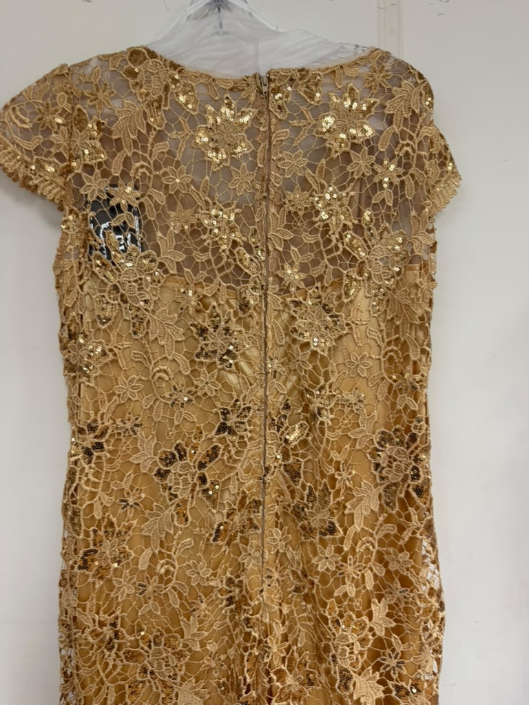 Clearance Champagne Size L Short Mother of the Bride Lace Dress By Eva USA 3473