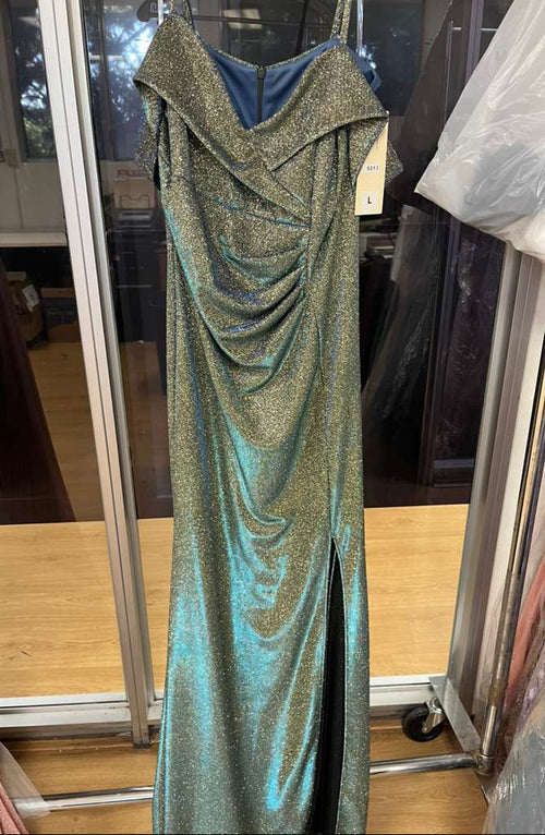 Clearance Royal/Gold Size XL Bridesmaid Dresses-Inexpensive Slit Long Red Carpet By Lenovia 5213