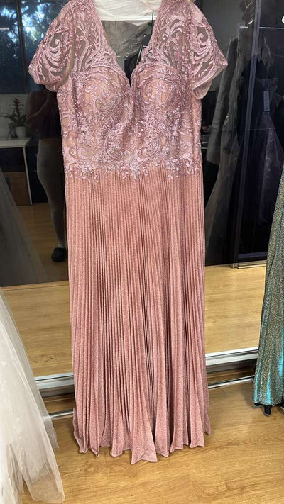 Eva USA 5241 Vestido largo formal metálico para madre de la novia