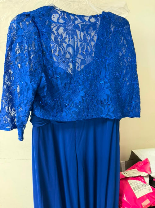 Clearance Royal Size XL Long Mother Of The Bride Lace Chiffon Jacket Dress By Eva USA 3094