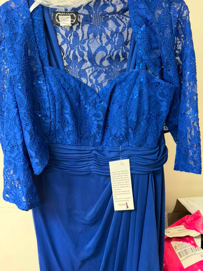 Clearance Royal Size XL Long Mother Of The Bride Lace Chiffon Jacket Dress By Eva USA 3094