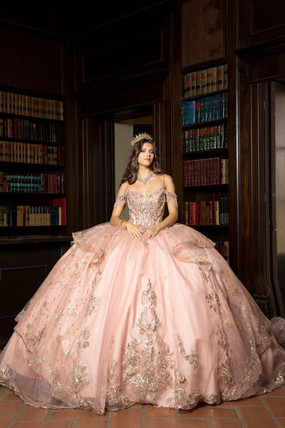 Embroidered Cold Shoulder Ball Gown by Bella Princess PQ1059