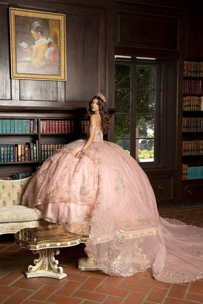 Embroidered Cold Shoulder Ball Gown by Bella Princess PQ1059