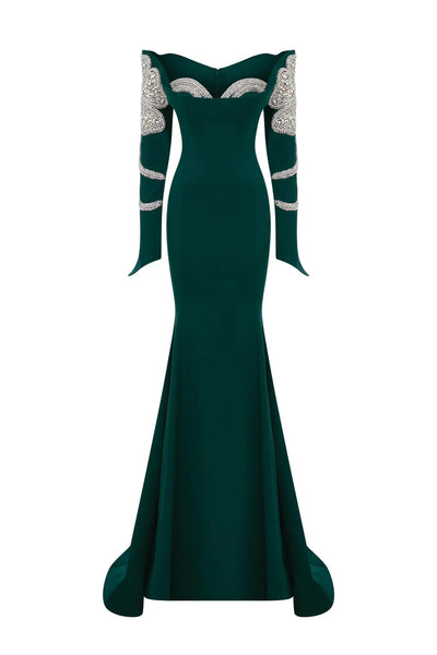 Fouad Sarkis 2858 Strapless Mermaid Gown with Tassel Embellishments