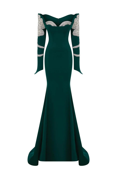 Fouad Sarkis 2858 Strapless Mermaid Gown with Tassel Embellishments
