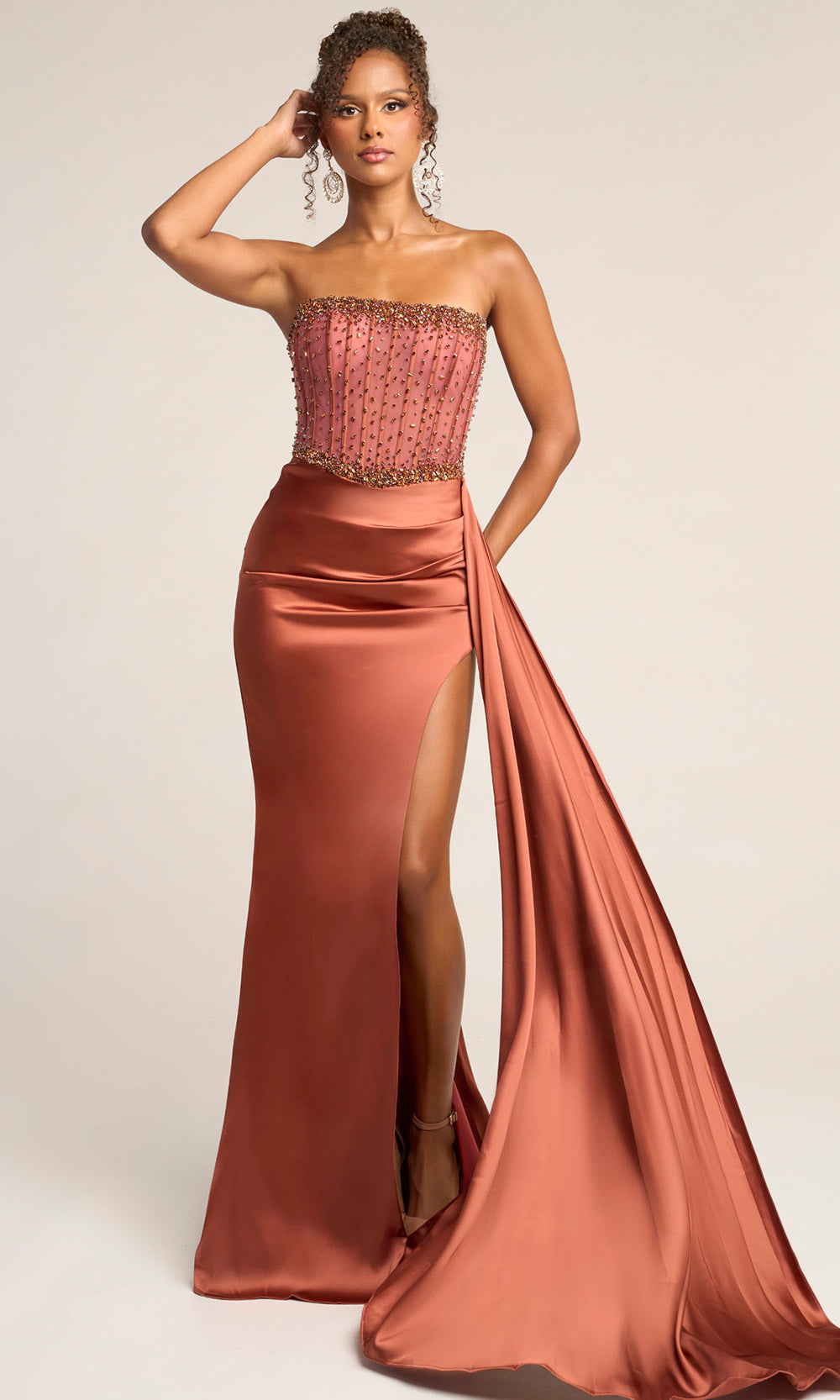 Portia and Scarlett XO040 Long Straight-Across Sheath Corset Bodice Prom Dress