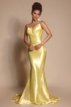 Portia and Scarlett XO042 Mermaid Satin Corset Bodice Prom Dress