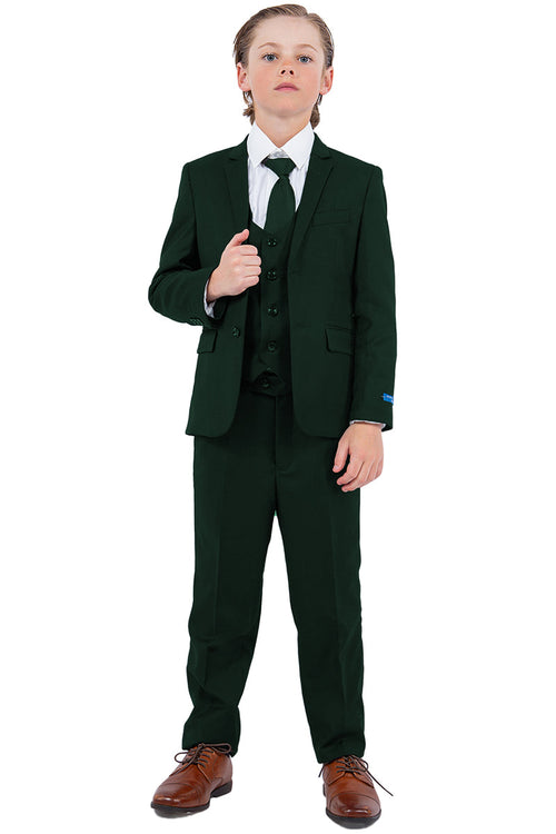 Boys Suit Perry Ellis Vested Boy's Wedding Suit in Hunter Green
