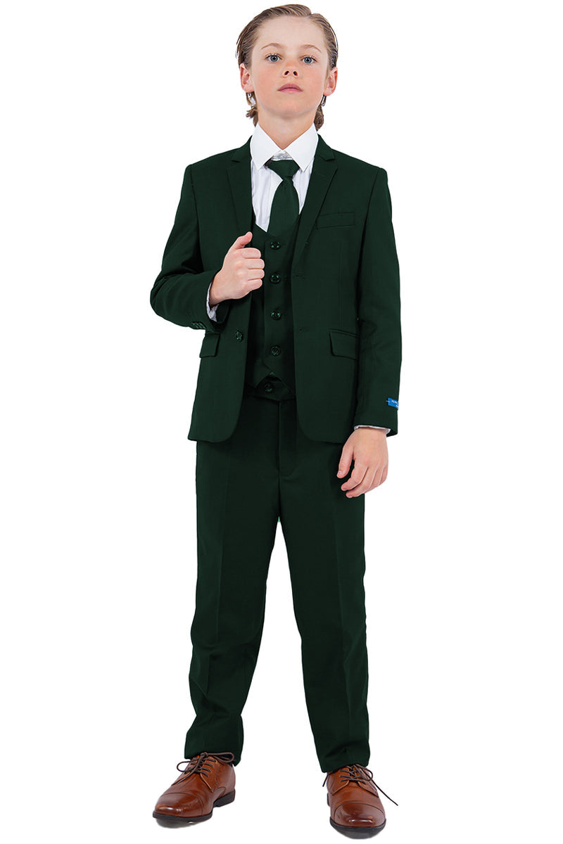 Traje de boda para niño Perry Ellis en verde cazador.