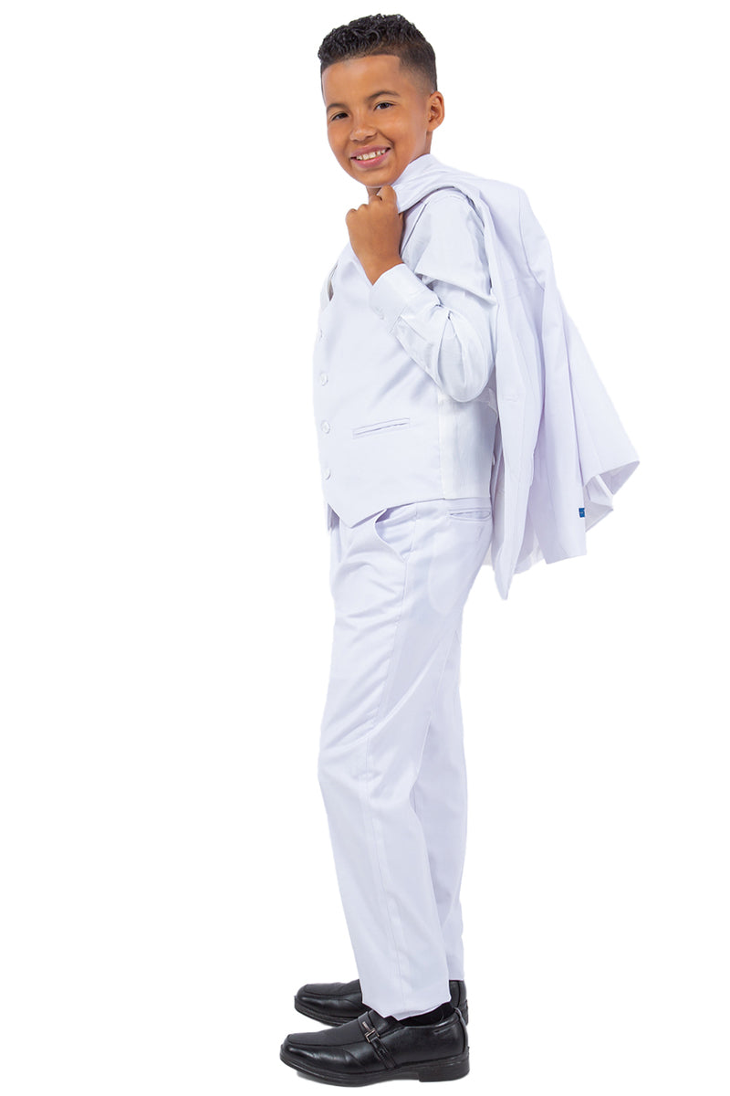 Traje de boda para niño Perry Ellis con chaleco en blanco