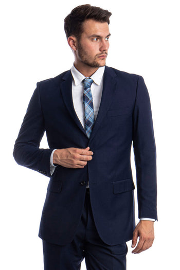 Traje de negocios básico de dos botones y corte moderno para hombre en azul marino